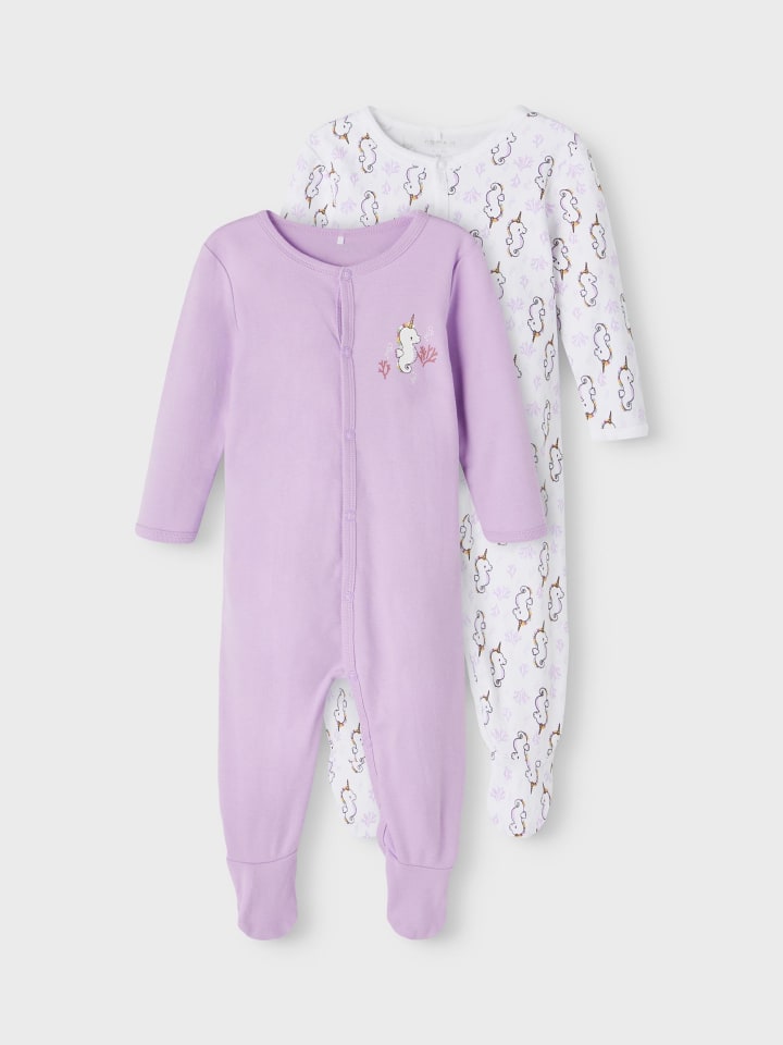 name it Baby Schlafanzug Einhorn für Mädchen mit Druckknopf in Lila günstig kaufen