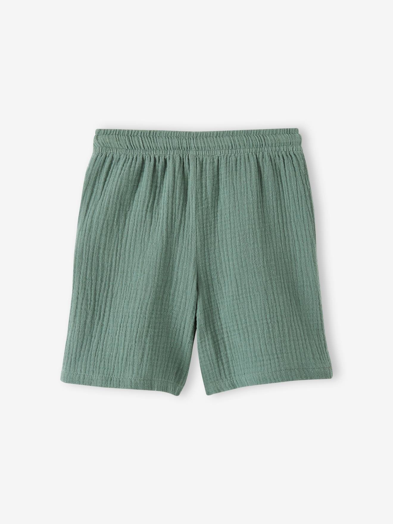 Vertbaudet Jungen Shorts aus Musselin - grün
