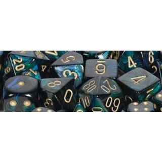 Scarab Mini-Polyhedral Jade/gold Würfel (7)