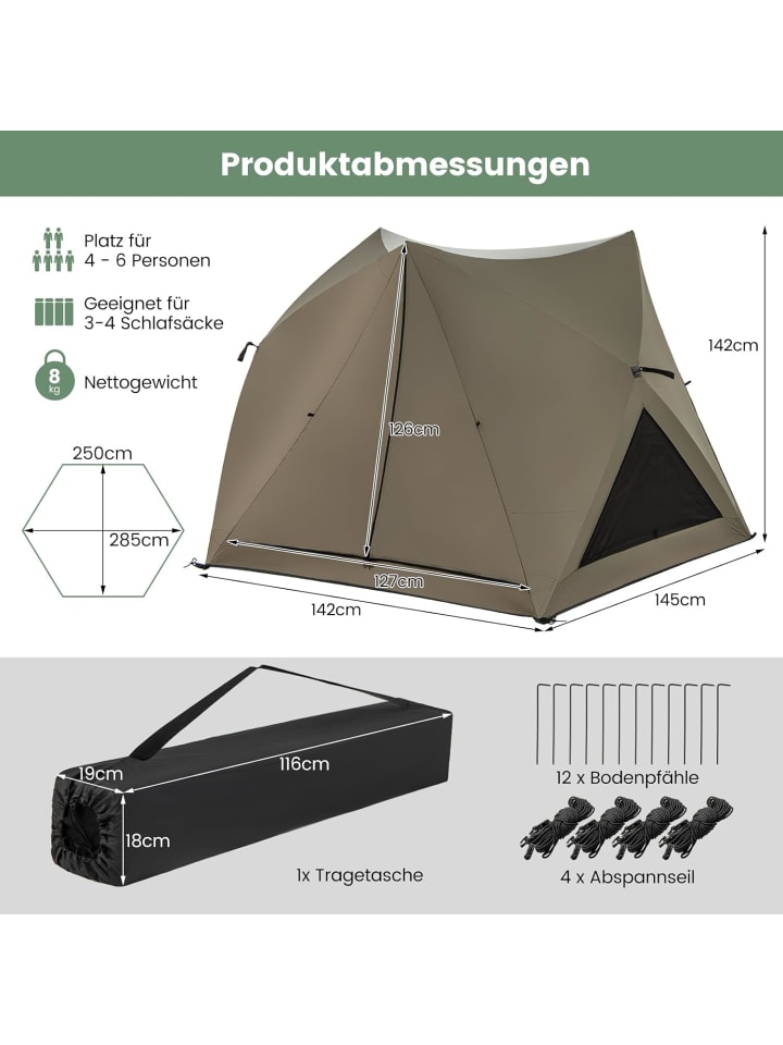 COSTWAY Pop Up Zelt für 4-6 Personen in Grün günstig kaufen onesize
