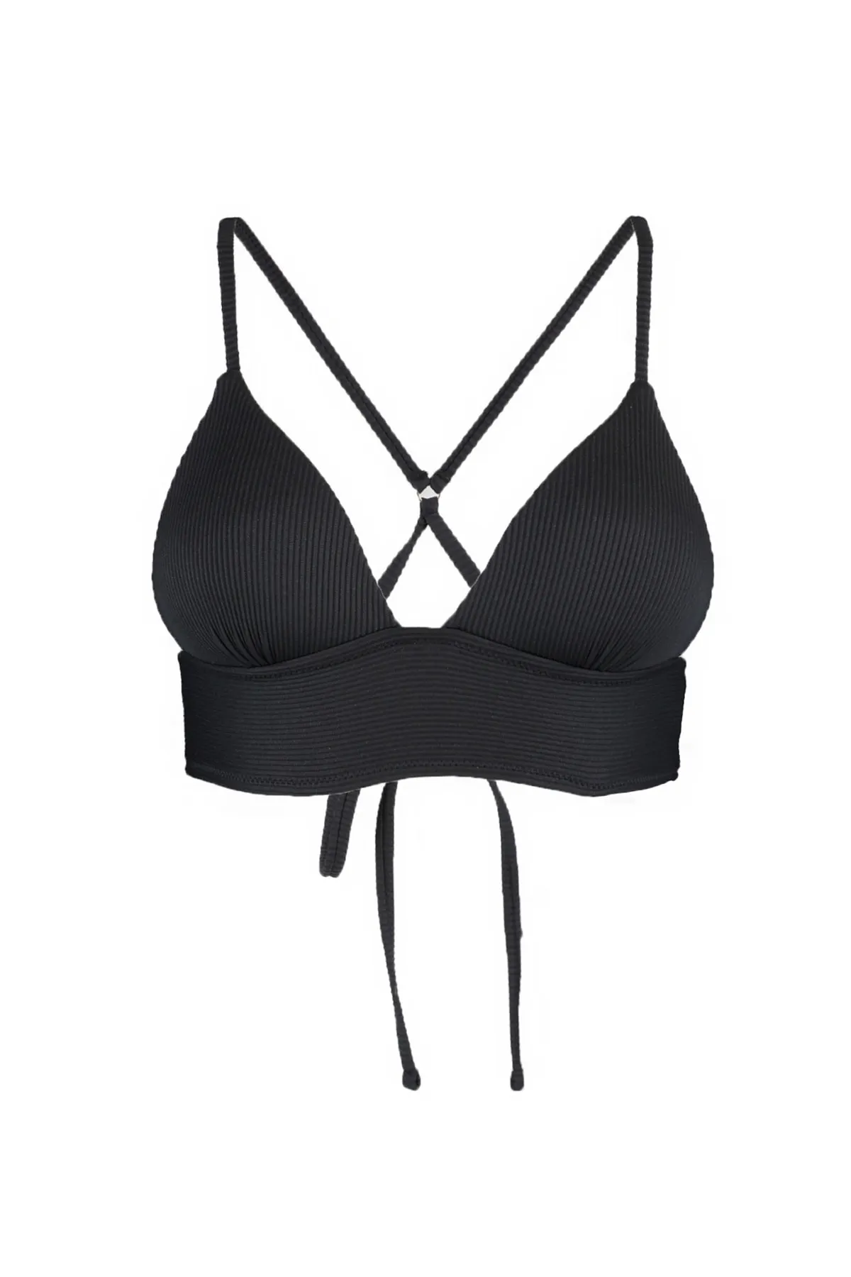 Trendyol Collection  Schwarzes, dreieckiges, strukturiertes Push-up-Bikinioberteil TBESS21BU0010