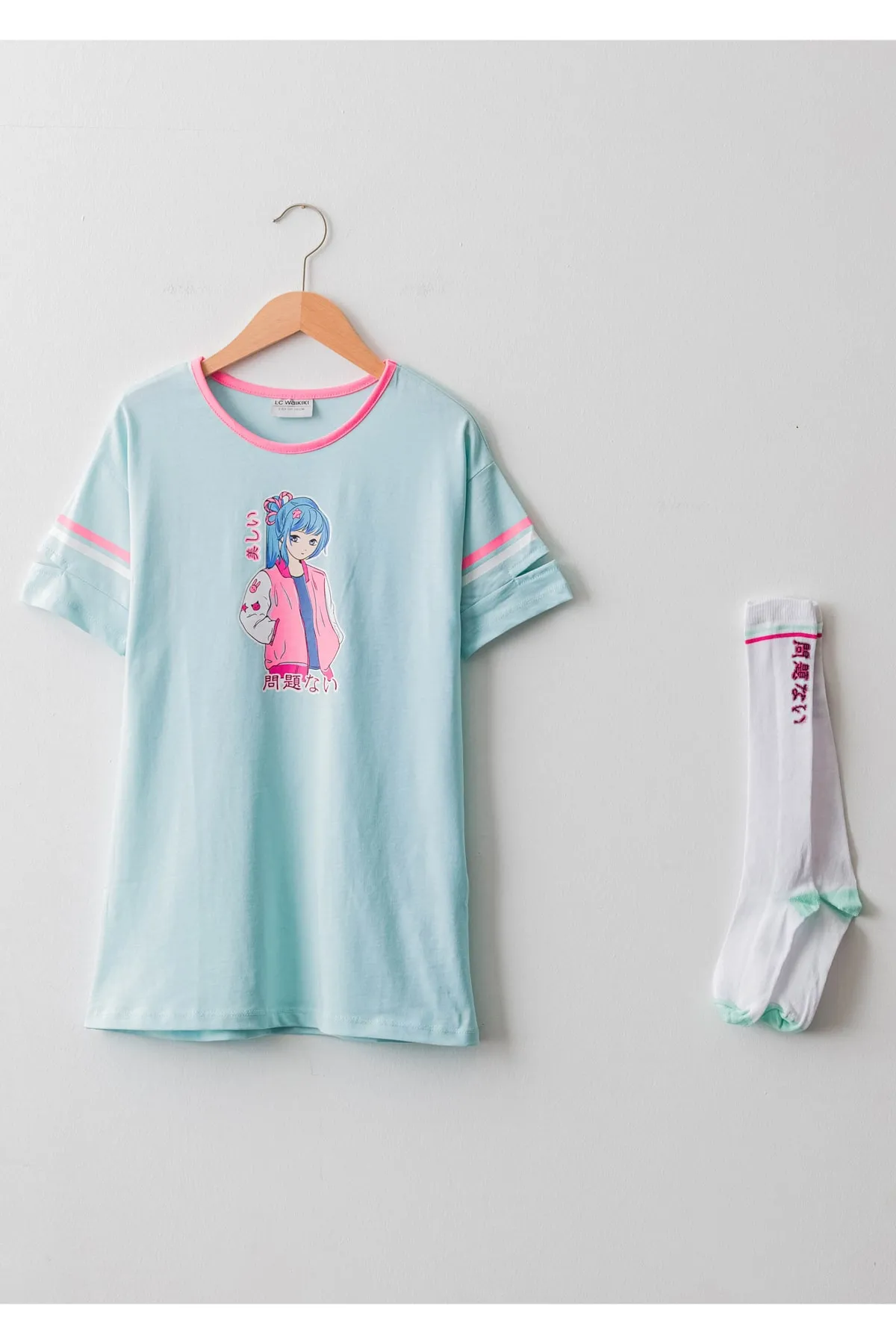 LC Waikiki  Pastellblaues FVQ-Kleid für Mädchen