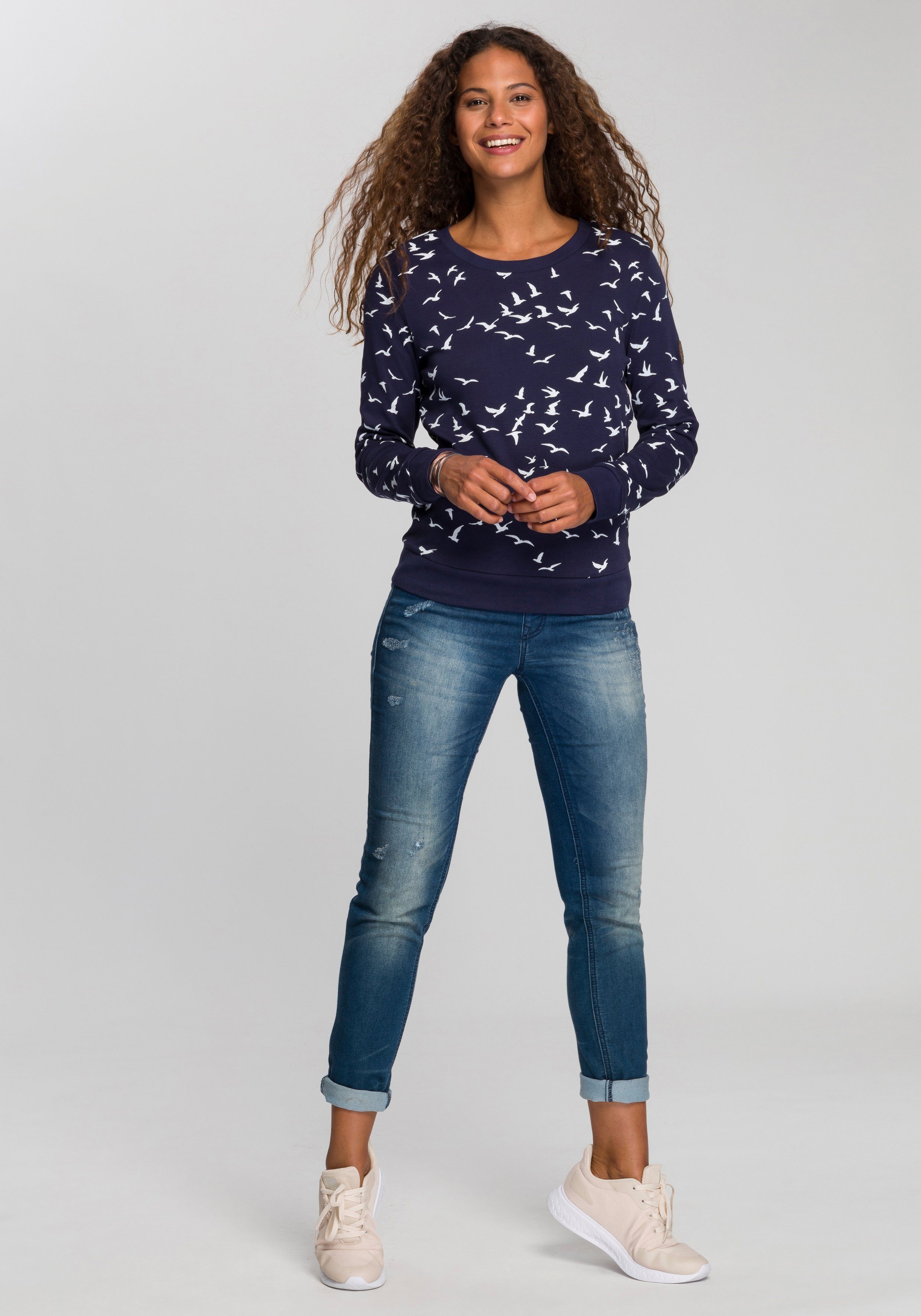 KangaROOS Sweatshirt mit modischem Minimal-Allover-Print