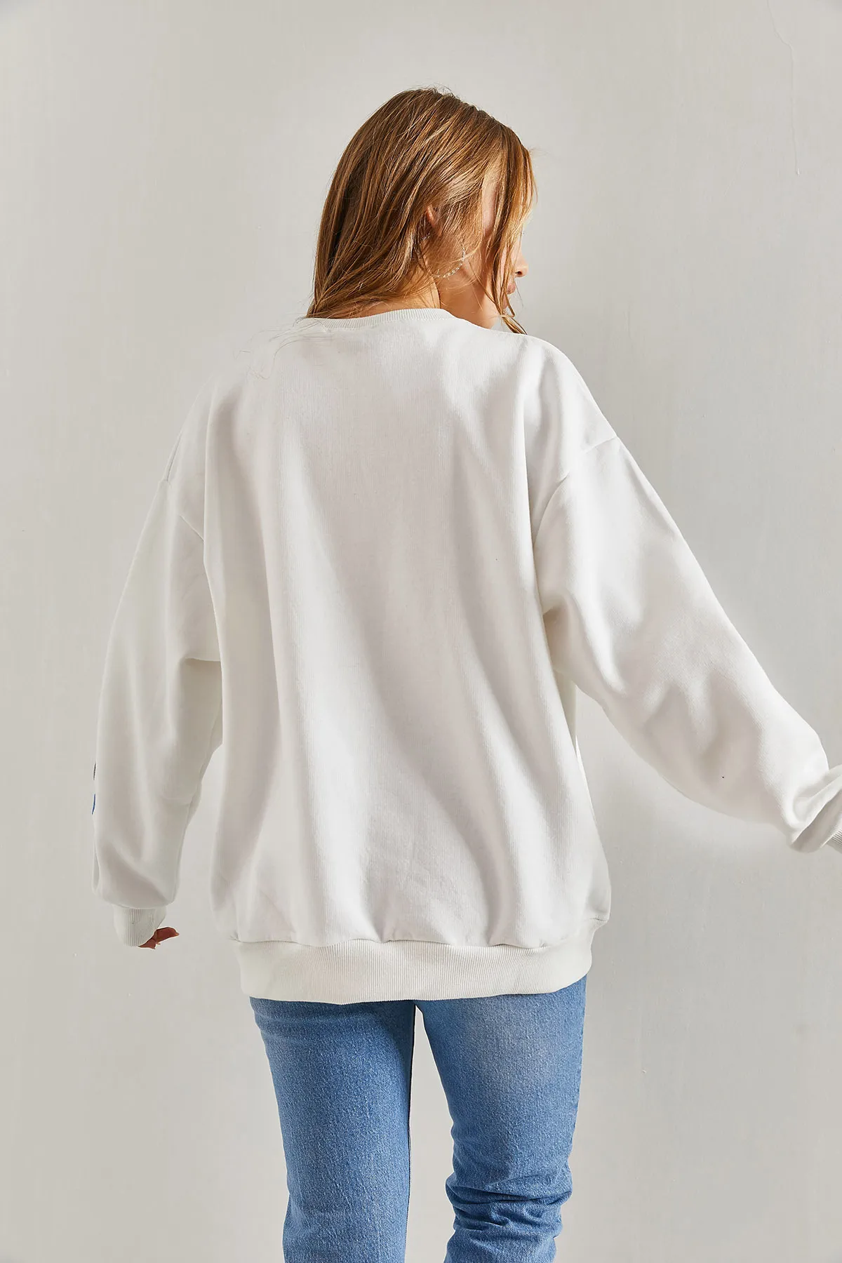 Bianco Lucci  Damen-Sweatshirt mit dreifädigem Raised Heart-Print