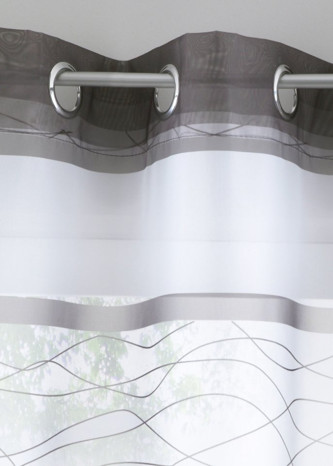 Transparente Gardine mit Querstreifen Druck (1er Pack)