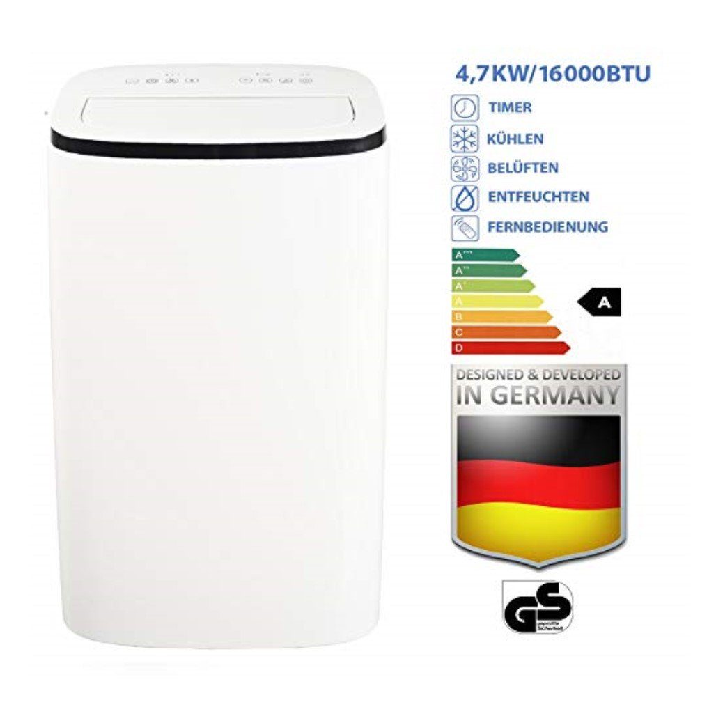 JUNG 3-in-1-Klimagerät TV08 mobile Klimaanlage mit Fernbedienung 4,7 KW, mobiles Klimagerät, 16000BTU leise, Abluftschlauch, Timer Airconditioner Luftkühler Mobil