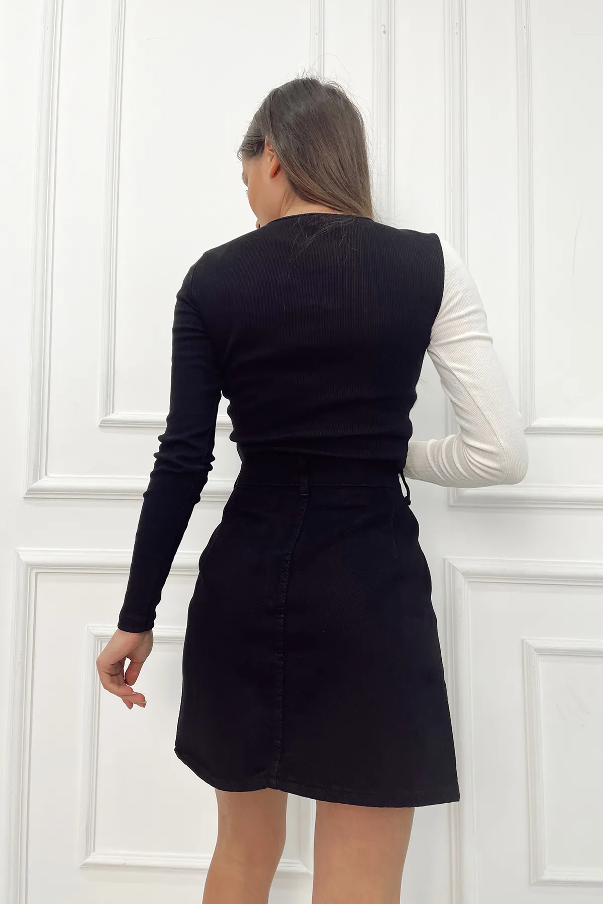Trend Alaçatı Stili  Vorne geknöpfter Jeansrock Df00006
