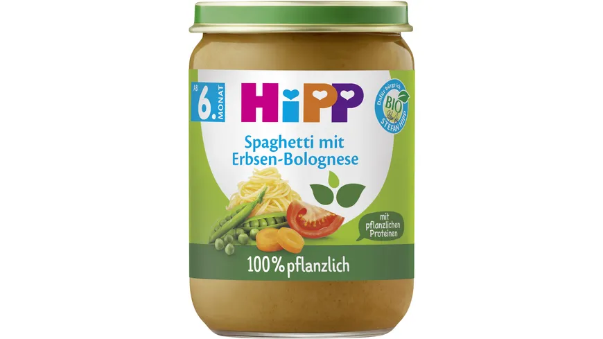 HiPP 100% pflanzlich: Spaghetti mit Erbsen-Bolognese 190 g