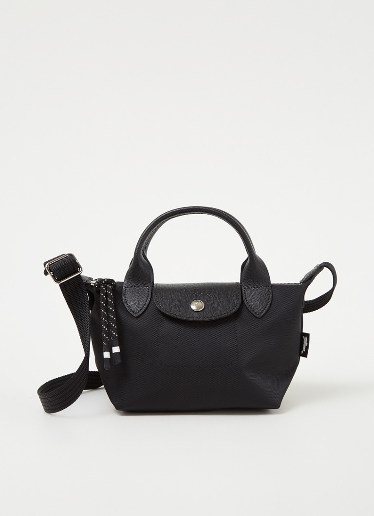 Geantă verde Longchamp Le Pliage, mărimea M, cu detalii din piele.