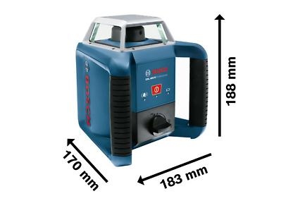 Bosch Blue 0601061806 GRL 400 H laserski sprejemnik rotacijski laser 1x 9V baterija 2x 1,2V baterija in polnilec v L-BOXX-u