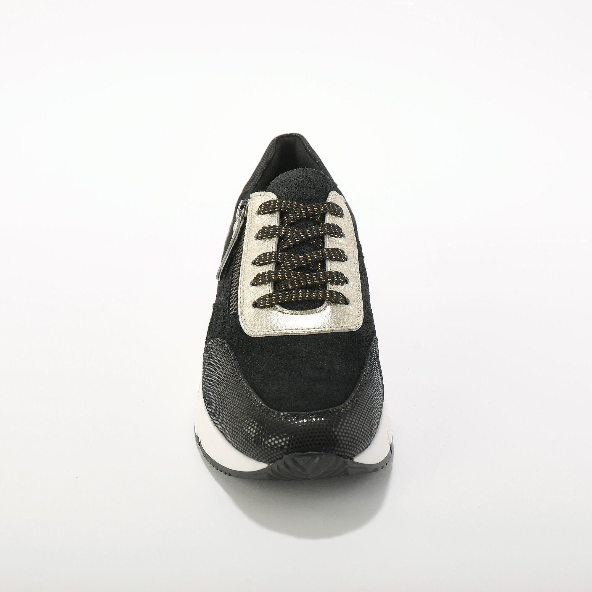Sneakers à lacets zippées en cuir