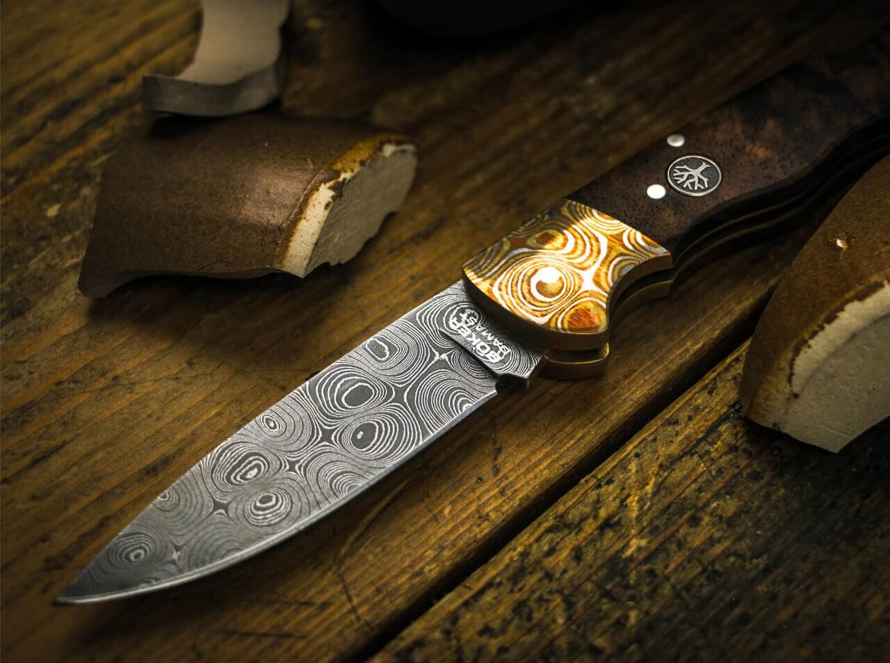 Folding Hunter Mokume Damast