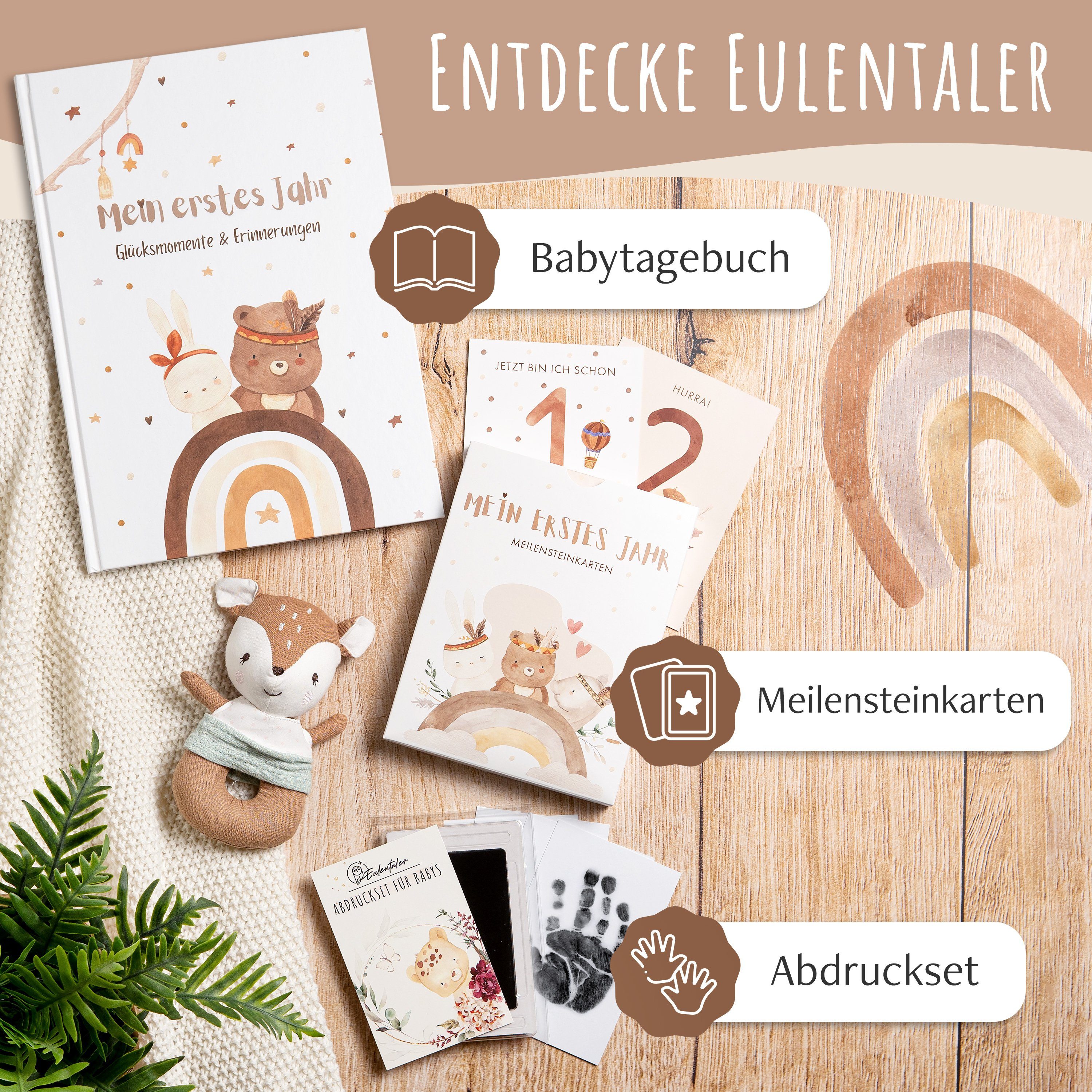 Eulentaler Tagebuch I Mein erstes Jahr I Von Pädagogen gestaltet I Boho I, DIN A4, 84 Seiten Inhalt, Hardcoverumschlag, Premium Naturpapier