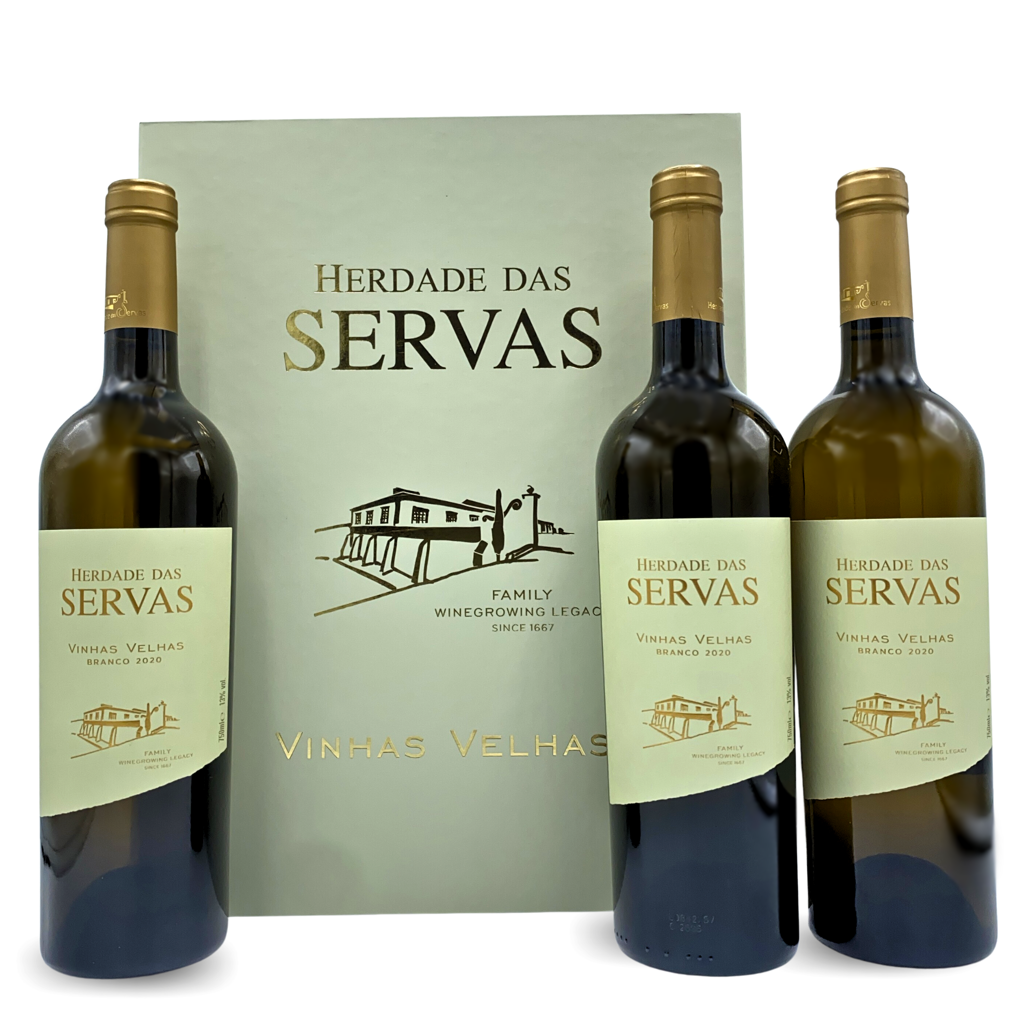 HERDADE DAS SERVAS VINHAS VELHAS WEISSWEIN 2020 (3er-Set mit edler Weinkiste)