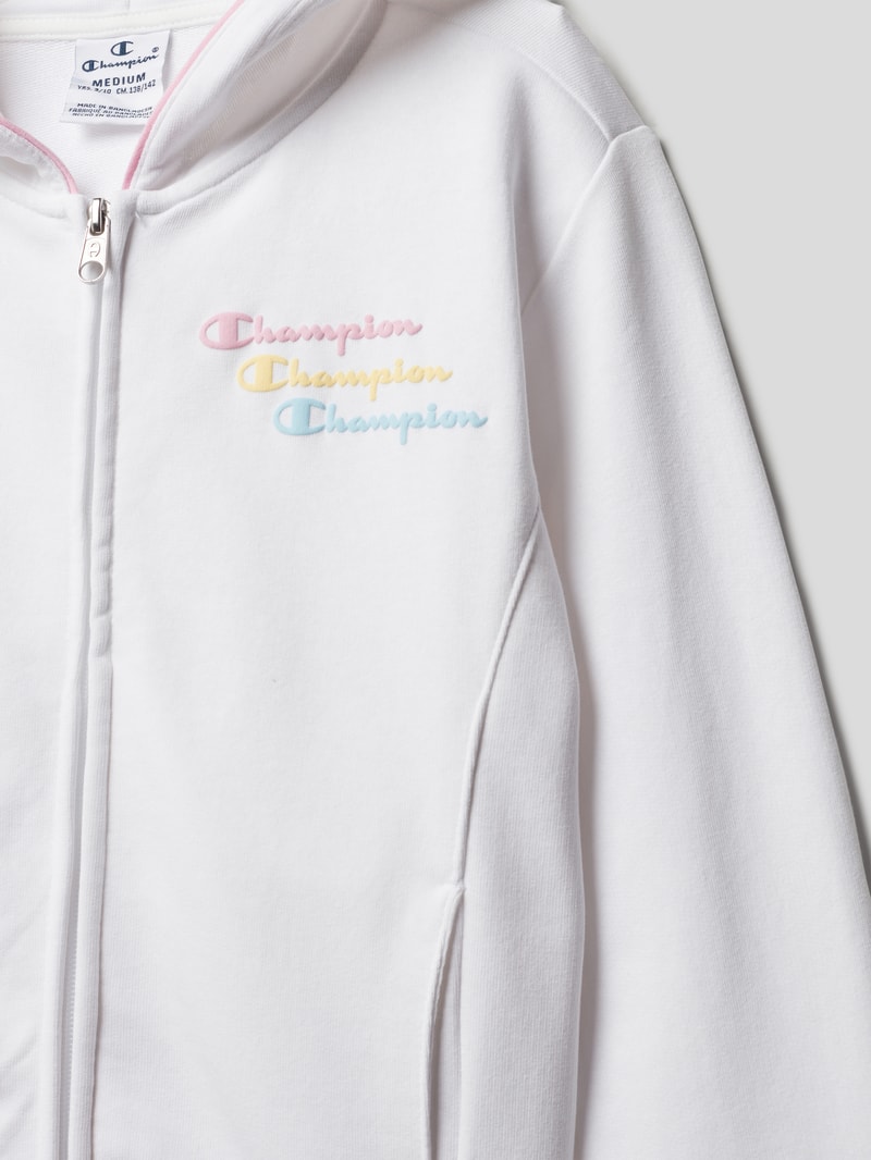 Sweatjacke mit Label-Print in weiß