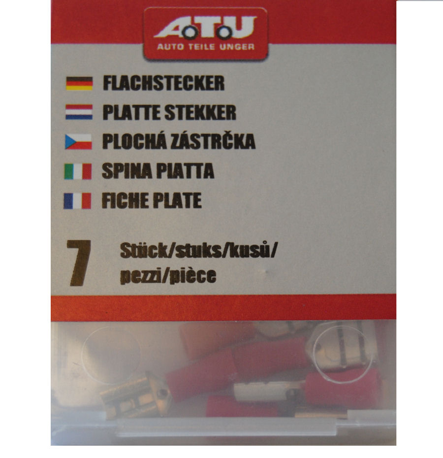 Kabel Flachstecker 6,3 mm rot Inhalt: 7 Stück - ATU