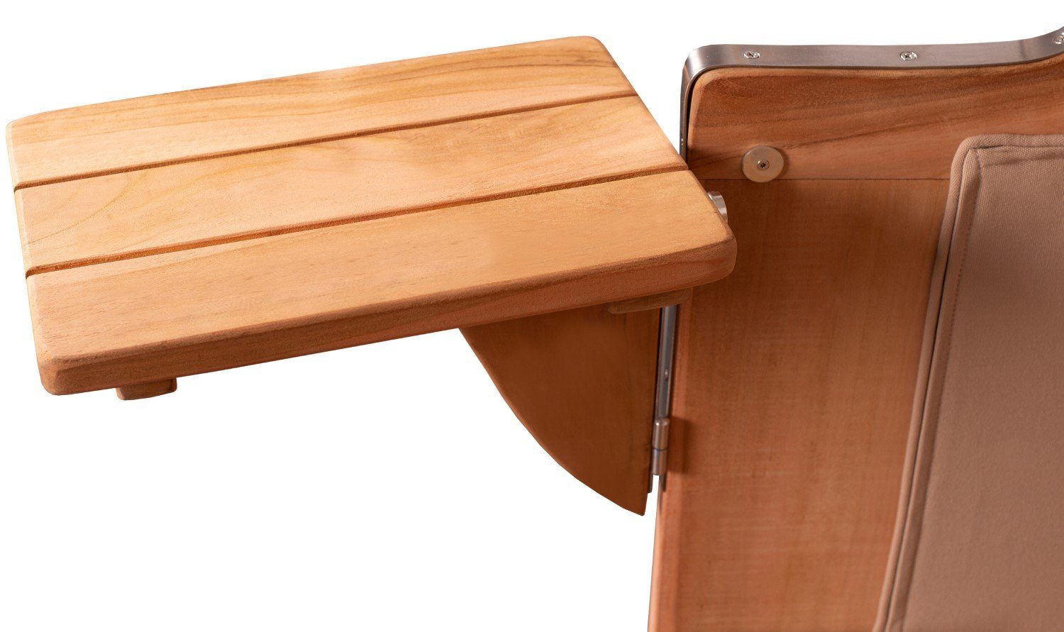 bene living Strandkorb Schaalsee 2-Sitzer Teak - PE grau - Modell 505, BxTxH: 125x80x170 cm, Volllieger ca. 175 Grad, Ostsee-Strandkorb Komplettset, inkl. Liftersystem