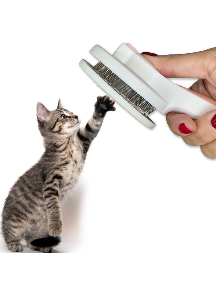 Intirilife Katzenbürste Hundebürste Fellbürste selbstreinigend in Rosa Weiß günstig kaufen onesize