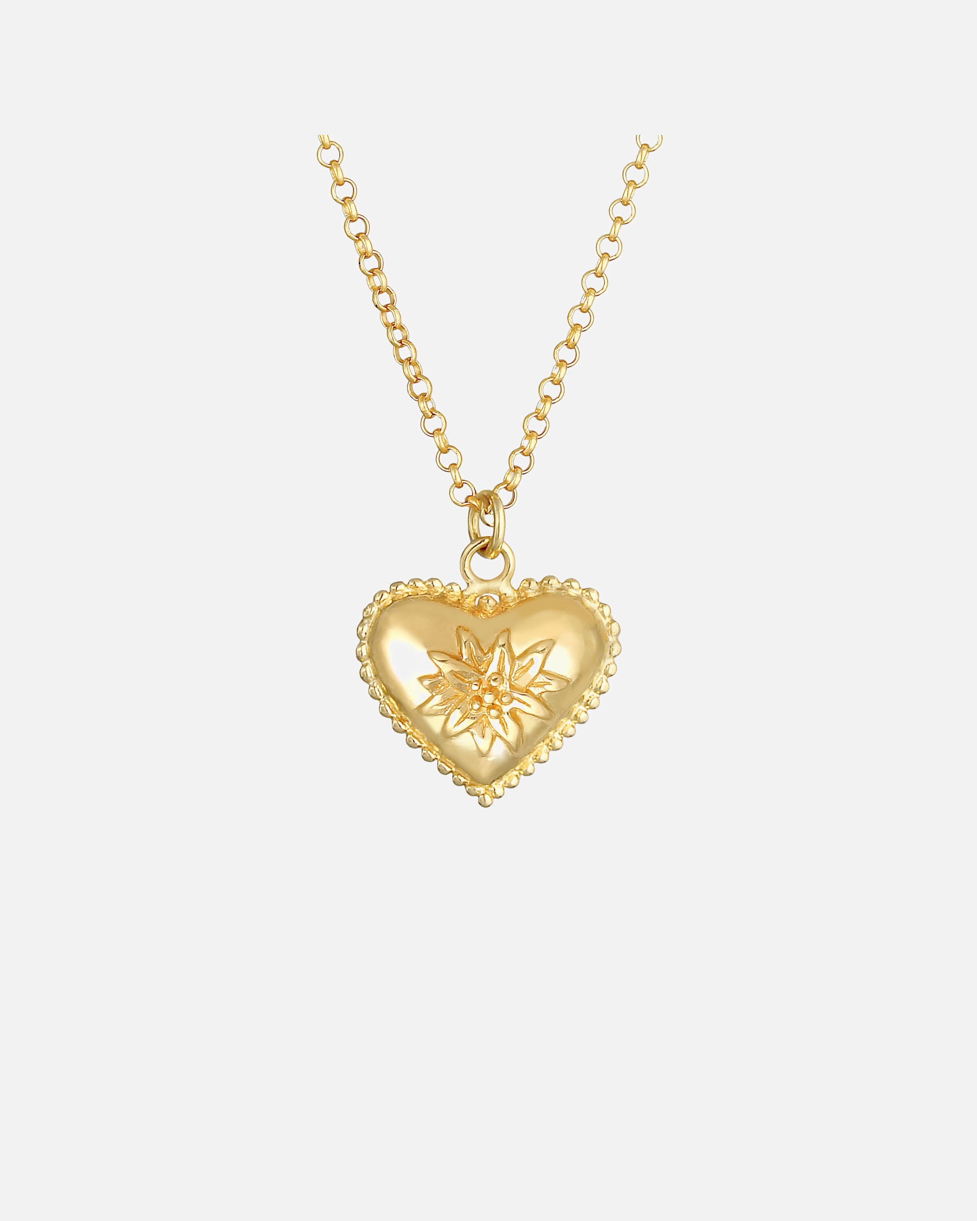 Colgante Elli Heart para mujer, estilo Edelweiss Dirndl, en plata de ley 925, chapado en oro.