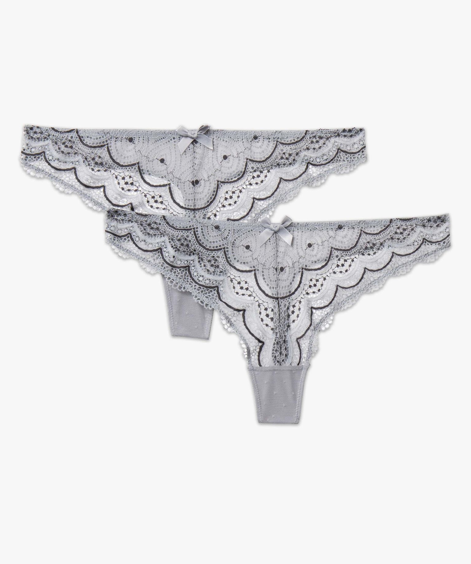 String en dentelle et tulle femme (lot de 2) gris | GEMO