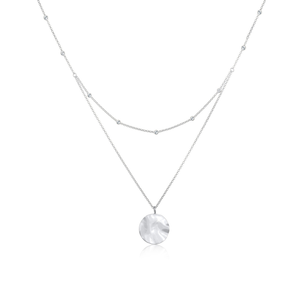 Elli Elli Collier Pendentif de Plaquette à Couche avec Cristaux Collier Femme - (925/1 collier