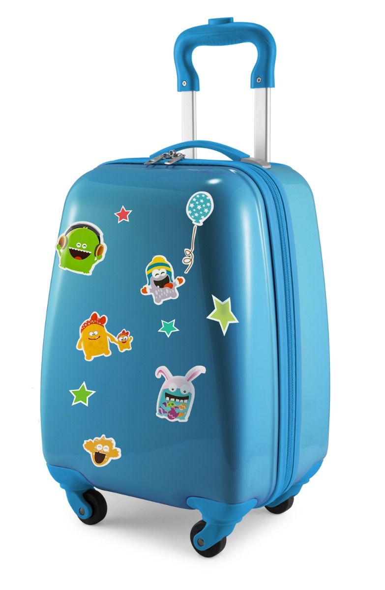 For Kids - Children's luggage + reflective stickers Monster, children's suitcase, children's hard case, hand luggage, 24 liters