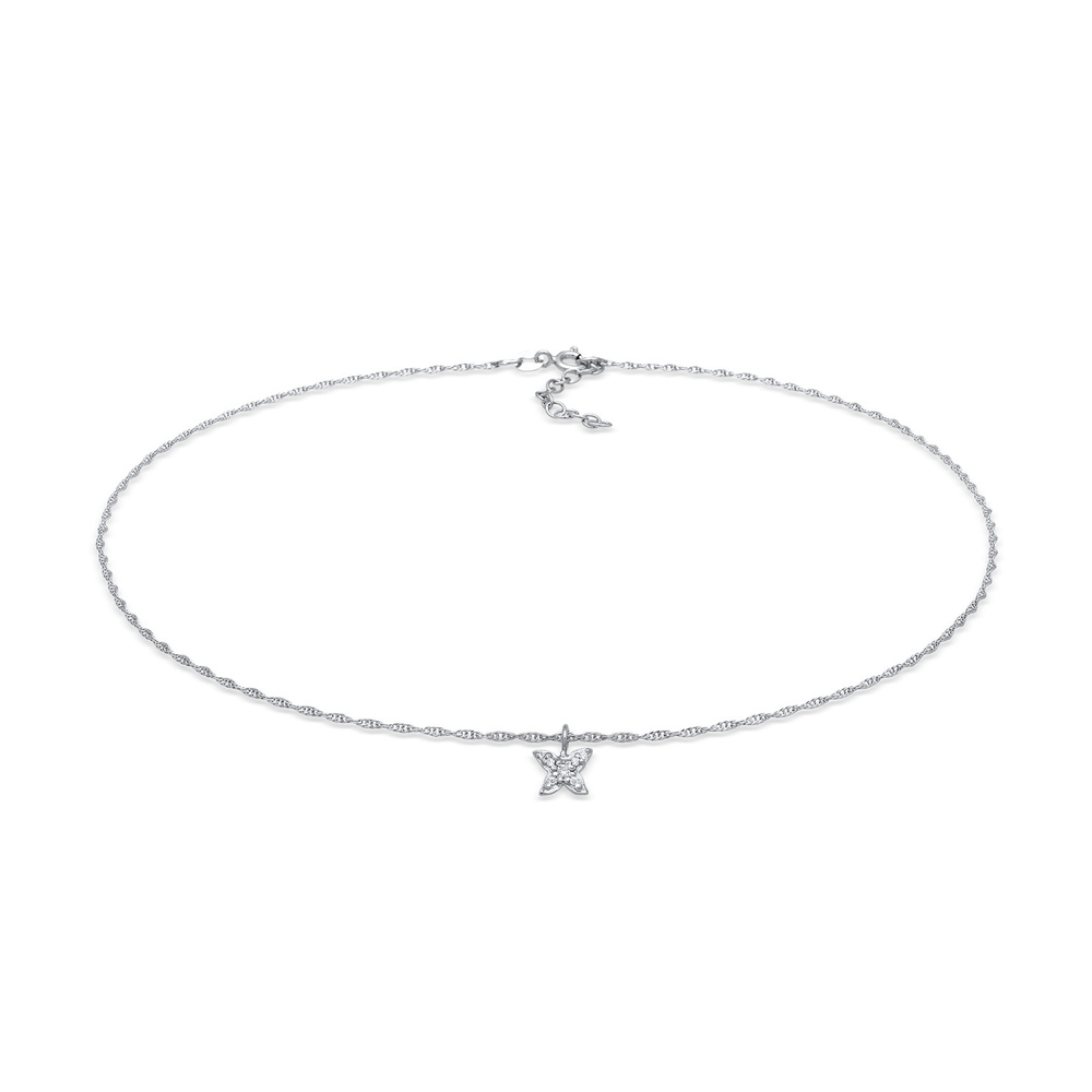 Elli Elli Collier Femmes choker papillon pendentif avec cristaux de zirconium en argen collier