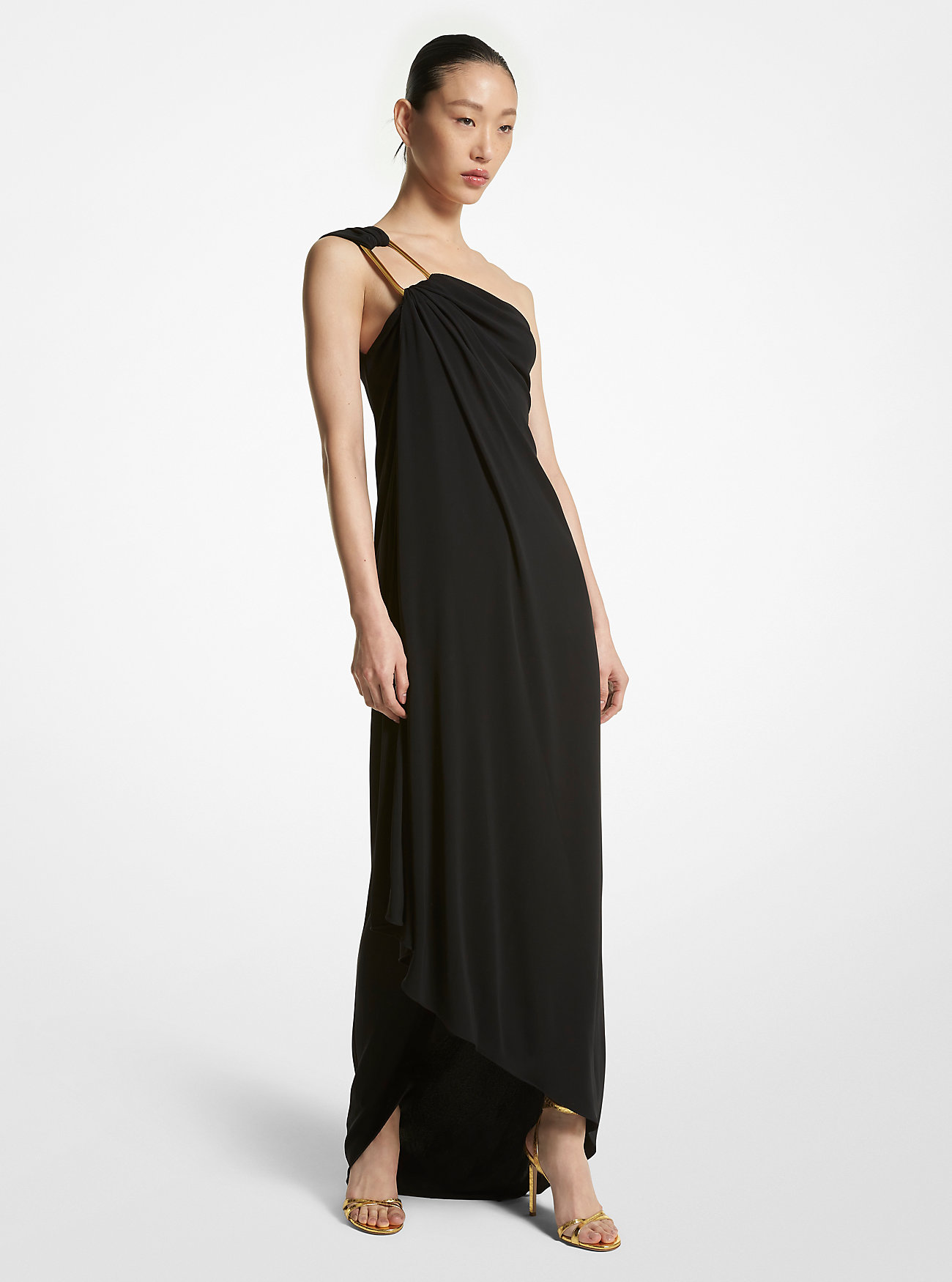 Crepe Jersey Toga-kjole - SVART