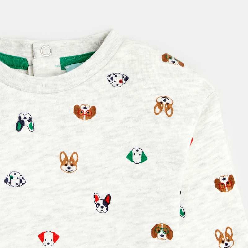 Sweat molleton imprimé chiens gris bébé garçon