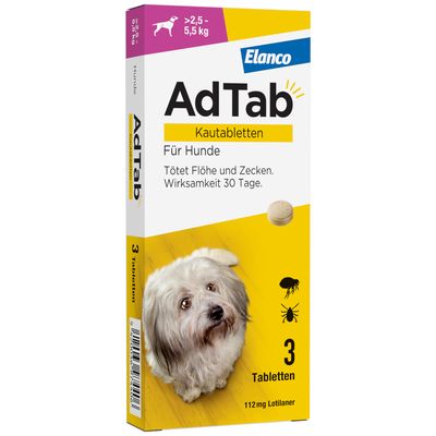 AdTab Kautabletten für kleine Hunde, von 2,5 bis 5,5 kg