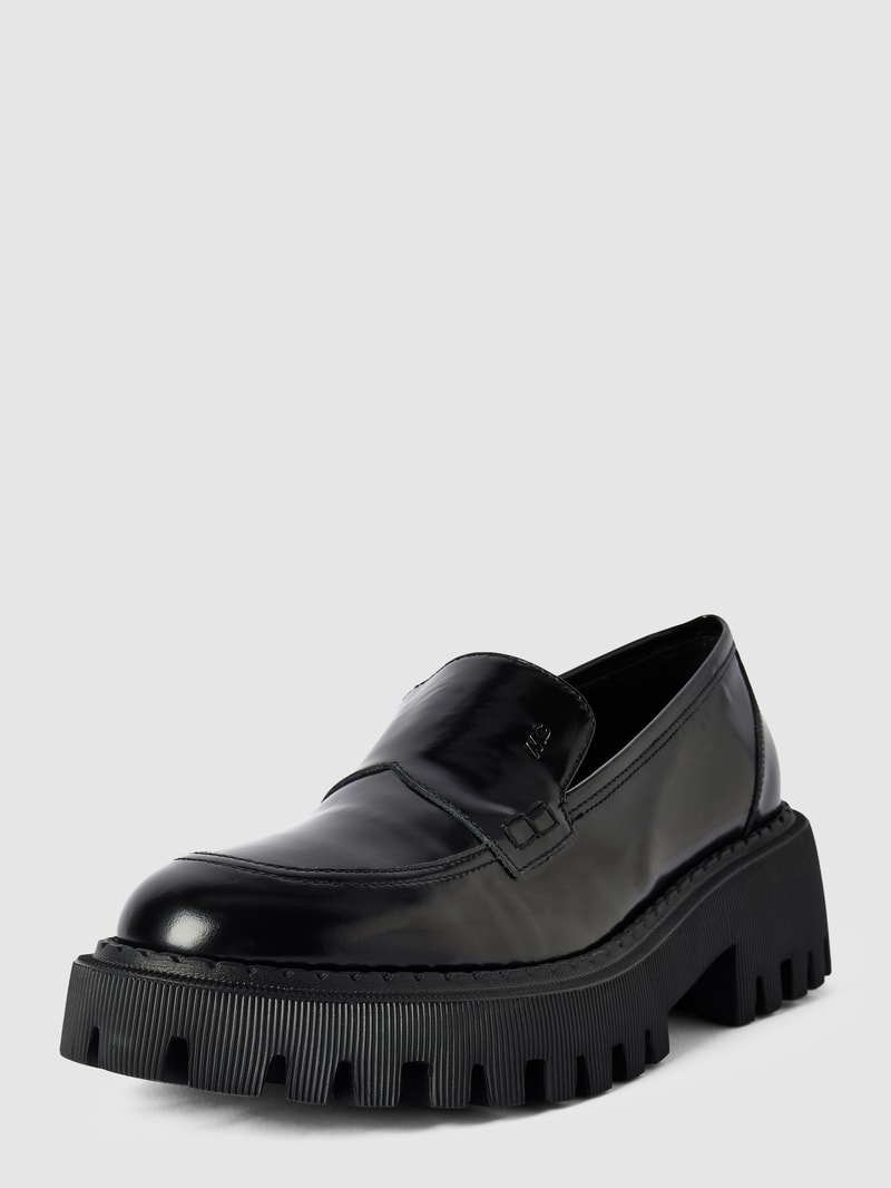 Penny Loafer mit flachem Absatz in schwarz