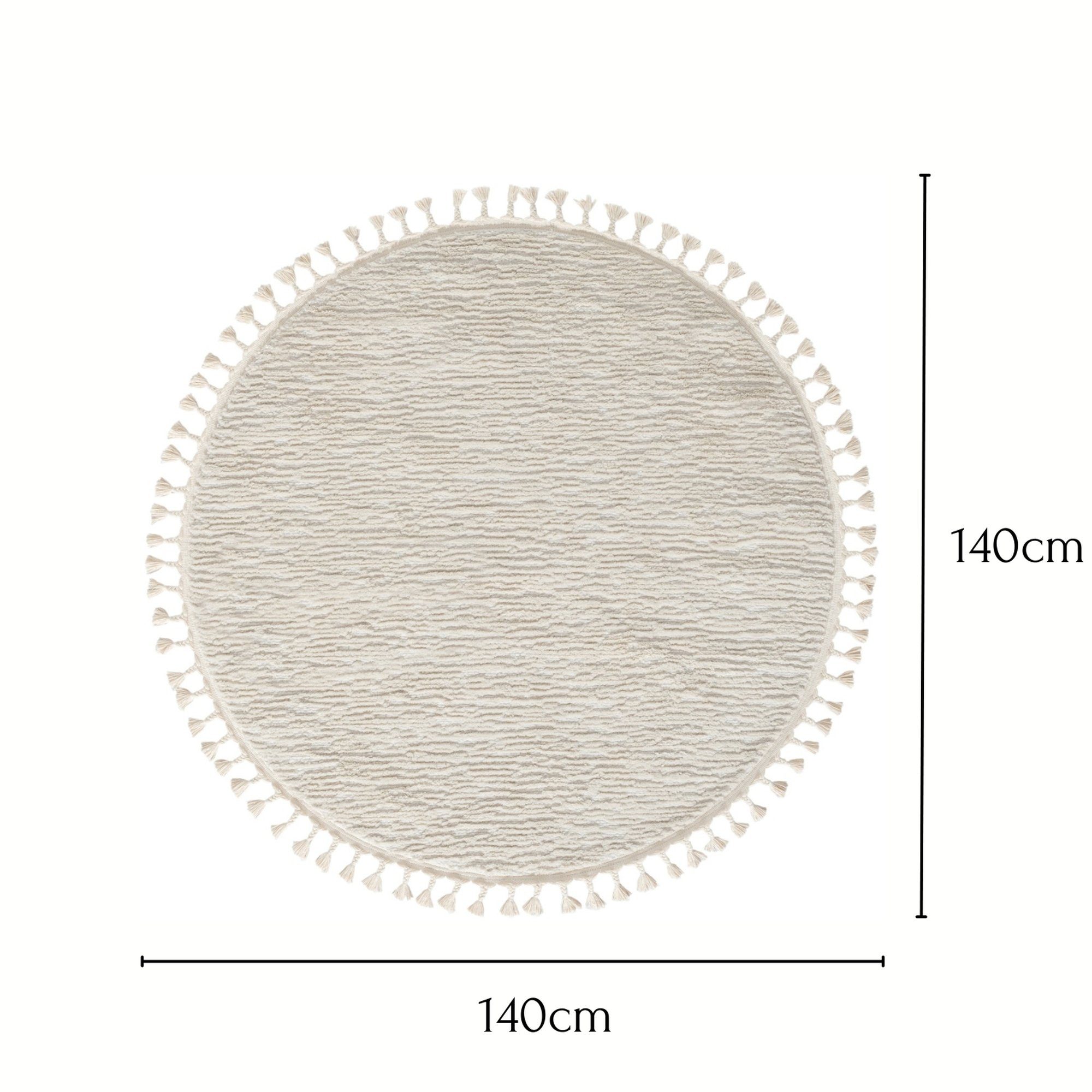 Teppich Liv, Hochflor-Teppich, Wohnando, Rund, Höhe: 20 mm, 3D-Design, im Boho-Stil, Moderner Fransen-Teppich