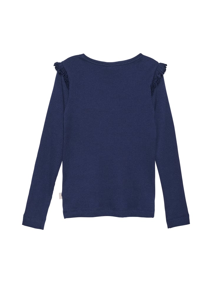 Minymo Longsleeve MIT-Shirt LS Rib 6174  Langarmshirt mit Rüschen in Blau günstig kaufen