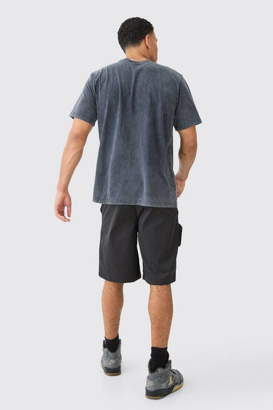 Nylon Cargo-Shorts mit elastischem Bund