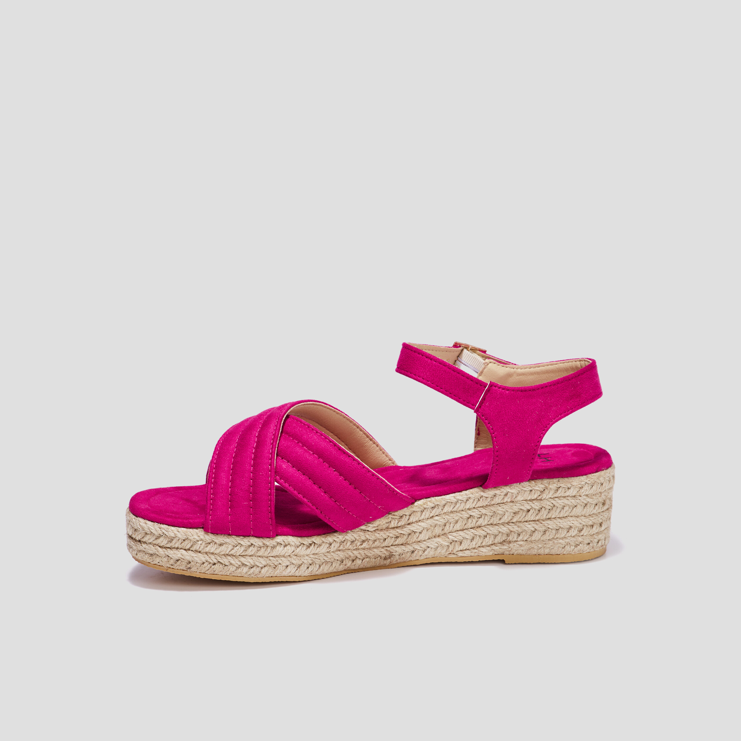 Sandales compensées brides croisées rose femme | La Halle
