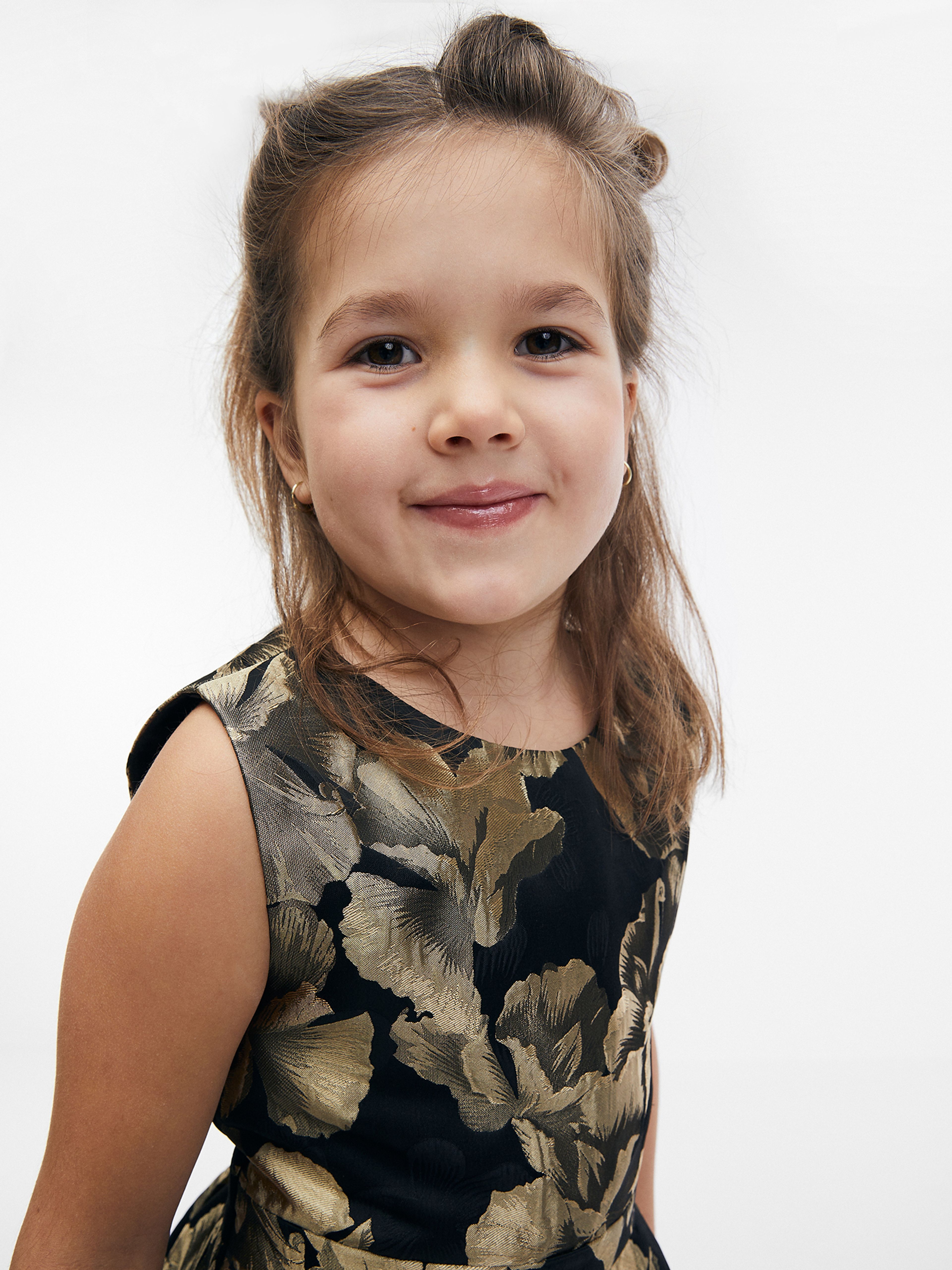 Geblümtes Kleid für Mädchen in Gold und Schwarz ORSAY