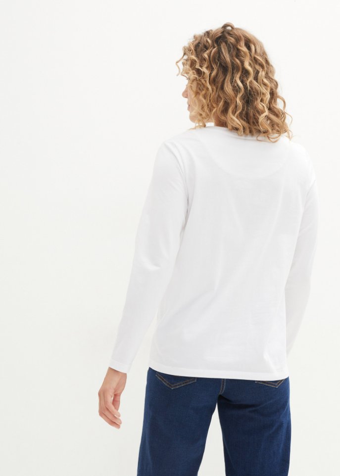 Essential Langarmshirt mit V-Ausschnitt, seamless