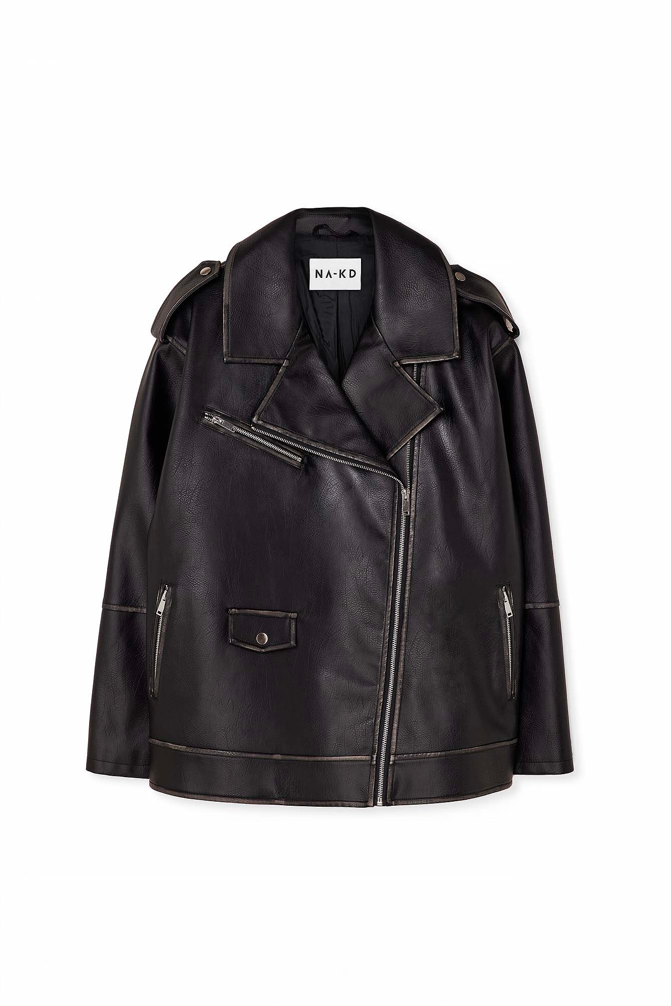 Verwaschene PU-Bikerjacke