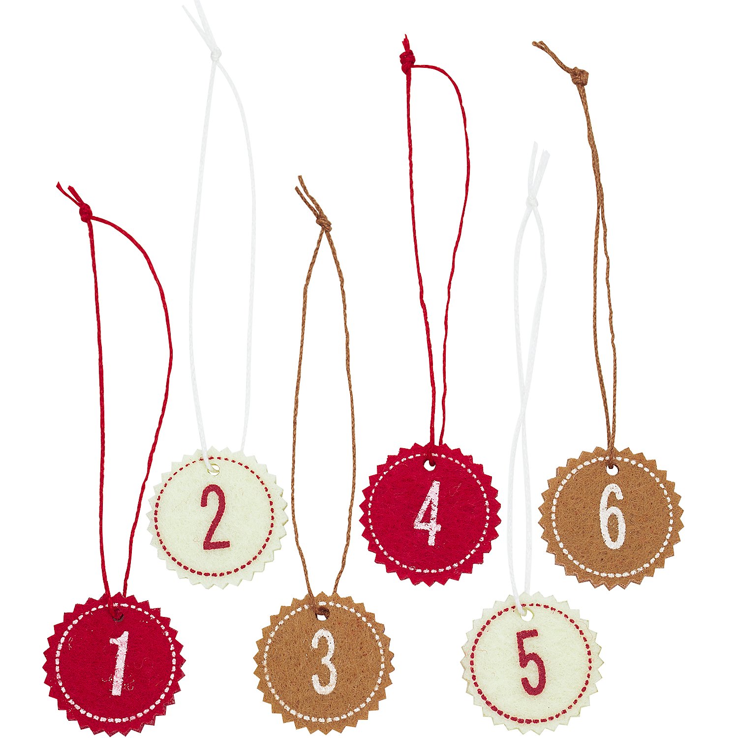 Adventskalender-Zahlen, rot-braun-creme