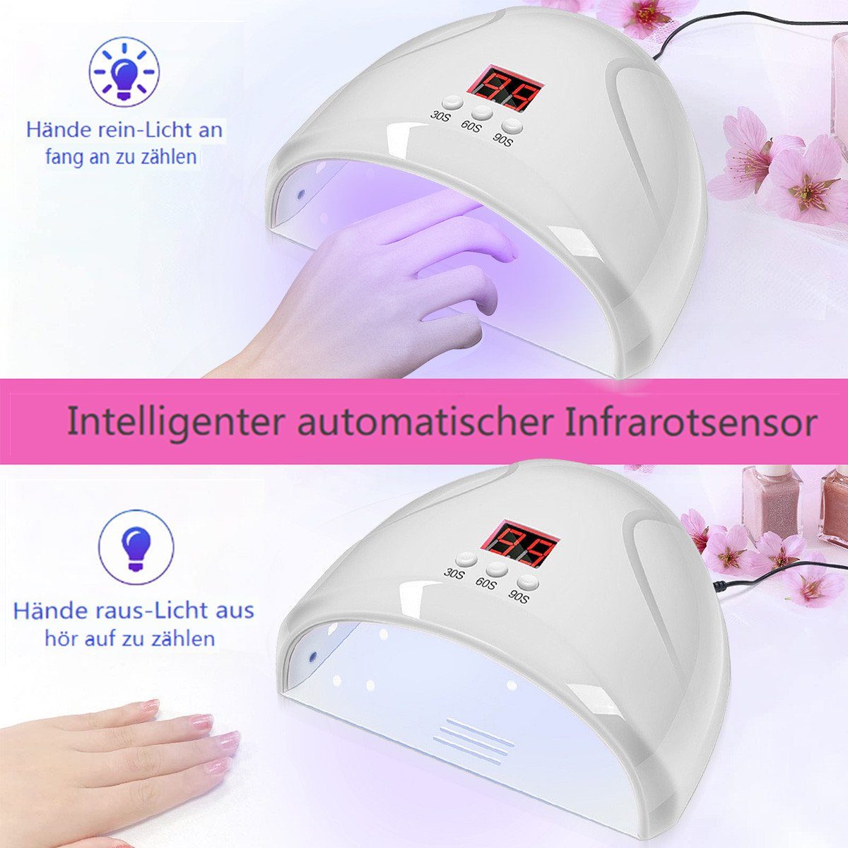 Insma Lichthärtungsgerät, 200W LED UV Nagel Lampe Nageltrockner mit 3 Timer