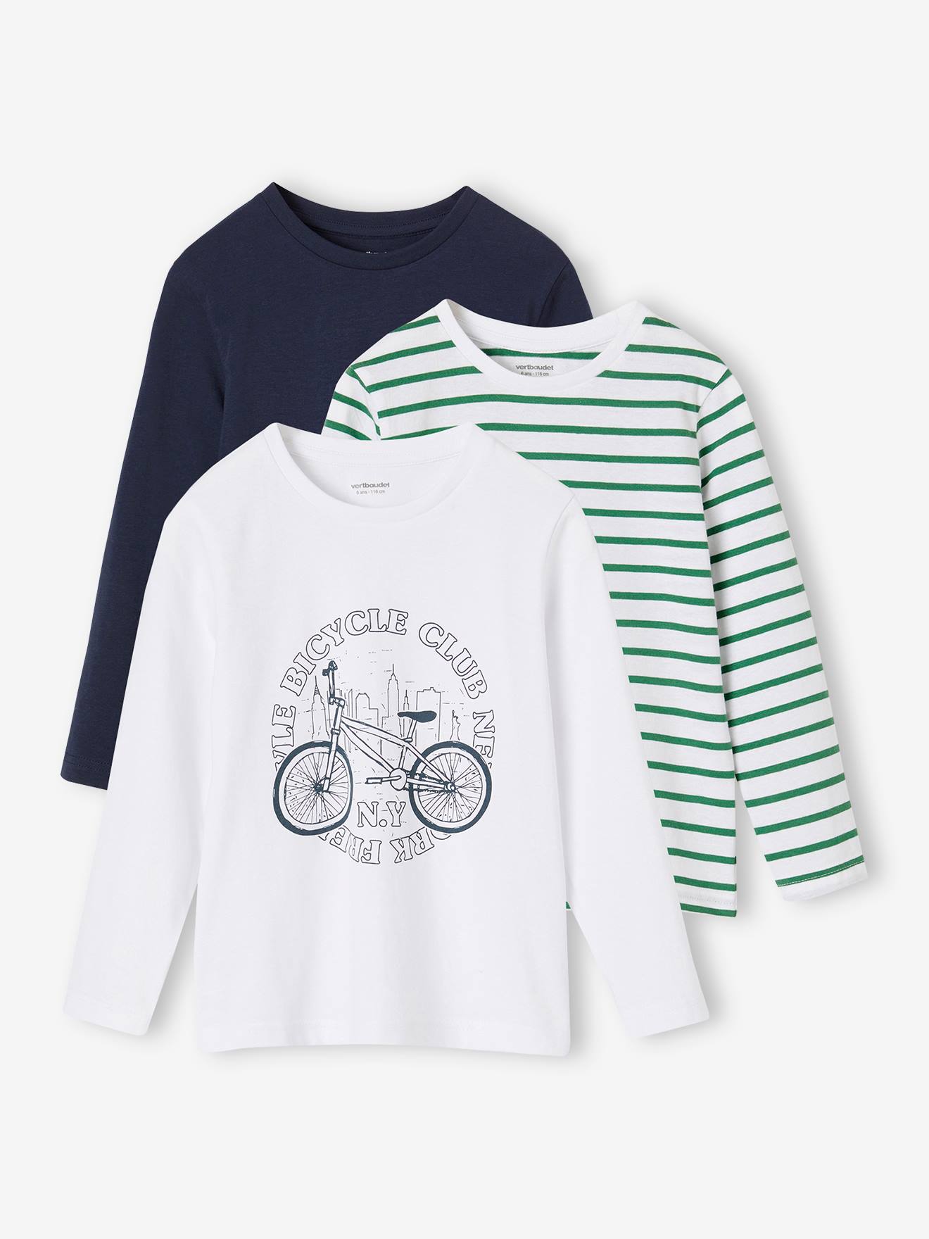 Vertbaudet 3er-Pack Jungen Langarmshirts BASIC Oeko-Tex - pack dunkelkhaki