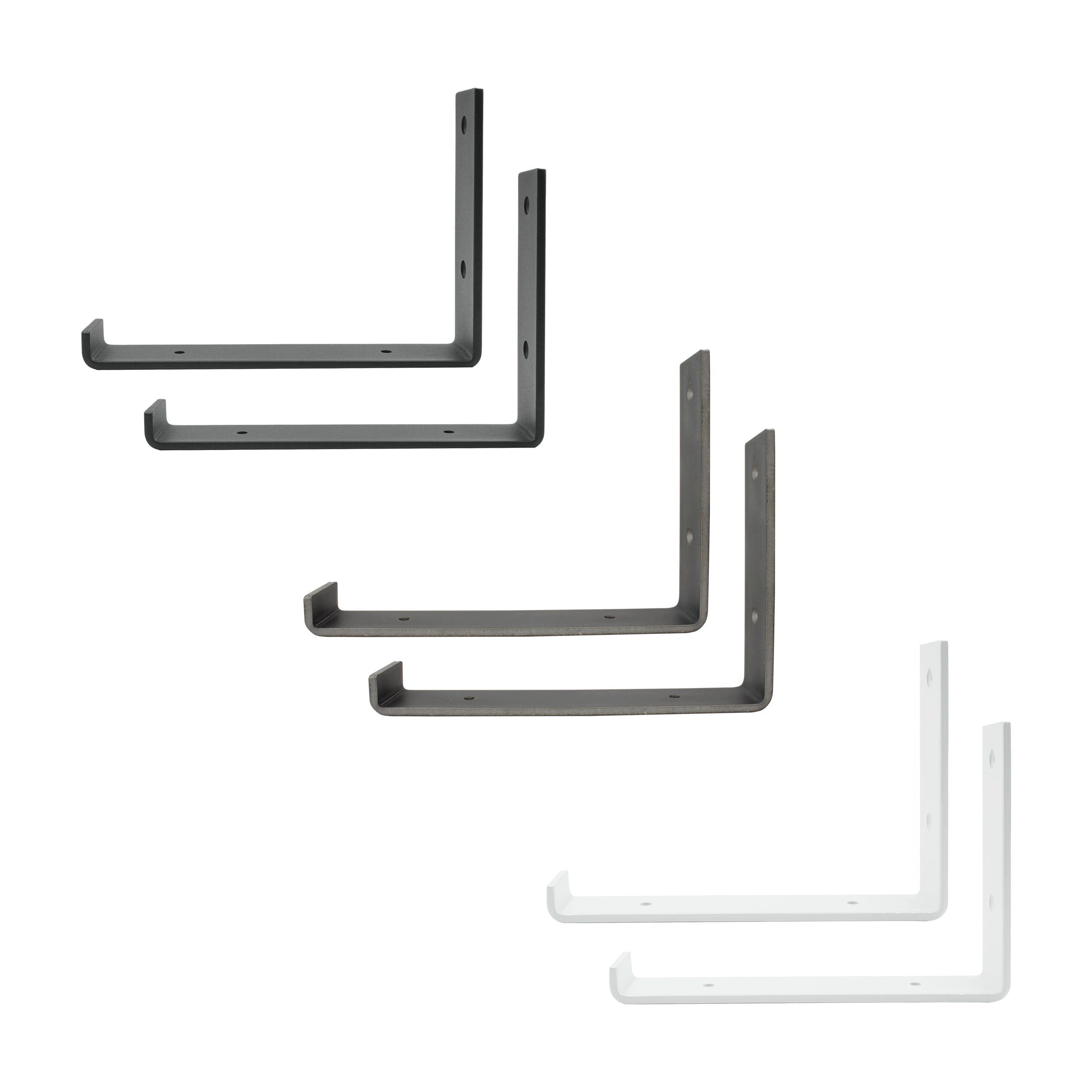 Natural Goods Berlin Wandregalhalter KREUZBERG, 2-tlg., Regalhalterung, Winkelkonsole, Wandregal, Winkelträger, 200mm, Schwarz