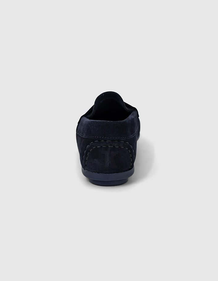 Mocassins navy en cuir velours garçon
