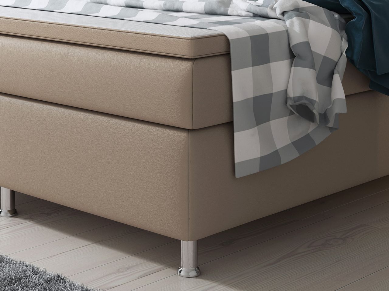 IHG Boxspringbett Miami 180x200 cm Kunstleder Muddy