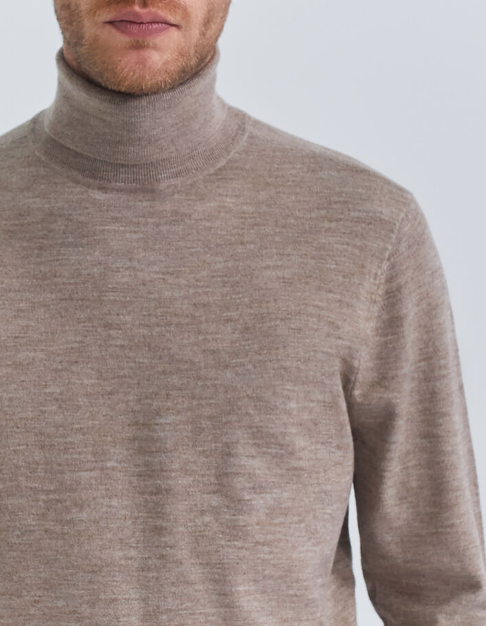 Pull cappuccino tricot à col roulé Homme