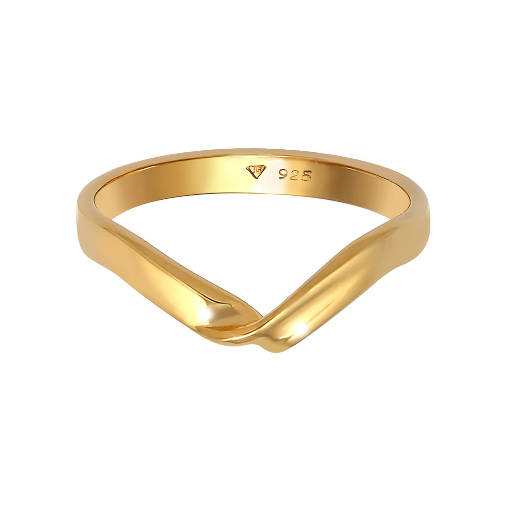 Elli Elli Bague Bague pour dames en forme de V Tendance tordue Basic Minimal en argent Bague