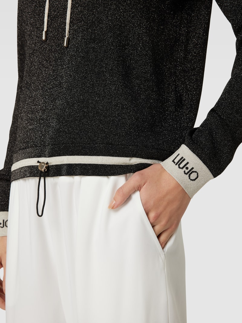 Hoodie aus Effektgarn in metallic schwarz
