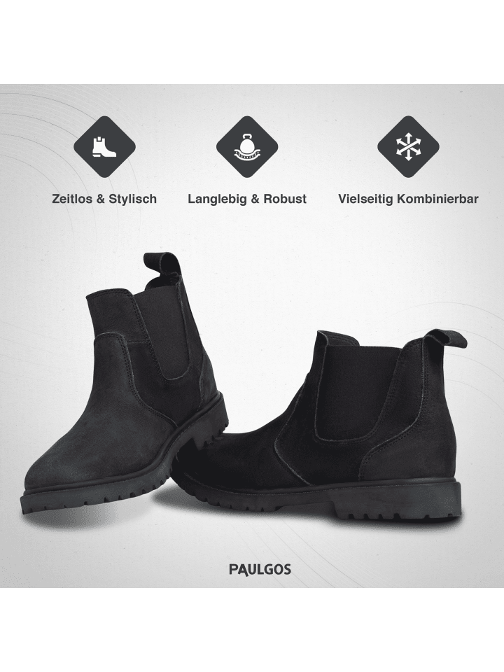 PAULGOS Herren Chelsea Boots, Stiefeletten, Schuhe in Schwarz günstig kaufen