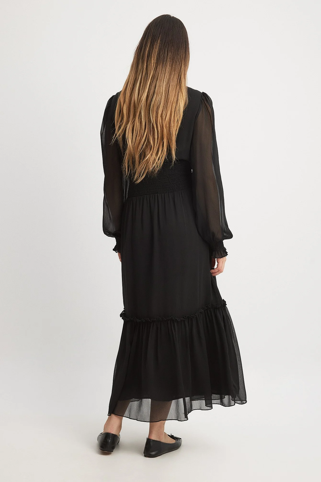Smocked Detail Ankle Dress