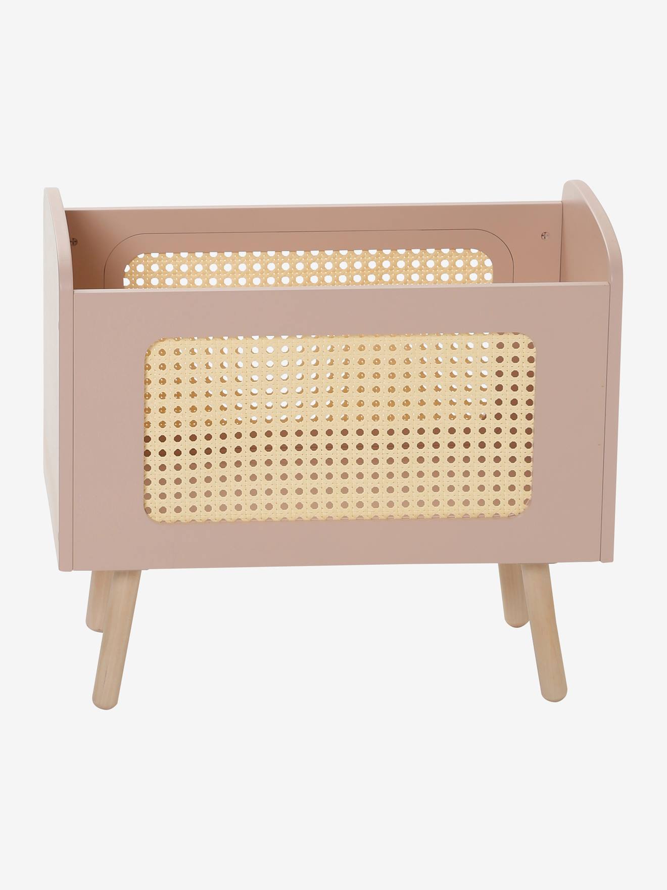 Vertbaudet Puppenbett PETITE POESIE, Rattan/Holz FSC - rosa/natur